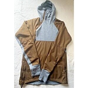 Nike AAE Mens Small Wool Blend Hooded Running Jacket Brown Gray Thumbholes Tech